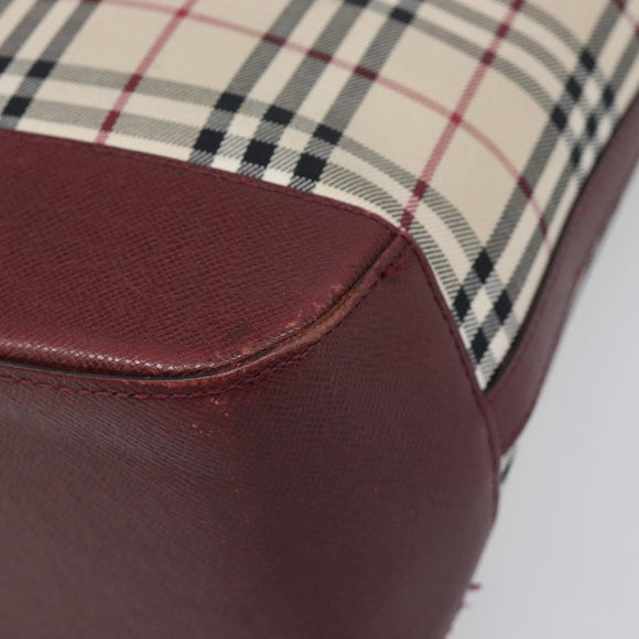 BURBERRY Nova Check Tote Bag Canvas Beige Gold Auth 199220