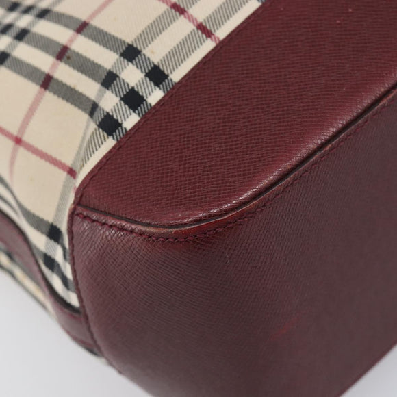 BURBERRY Nova Check Tote Bag Canvas Beige Gold Auth 199220