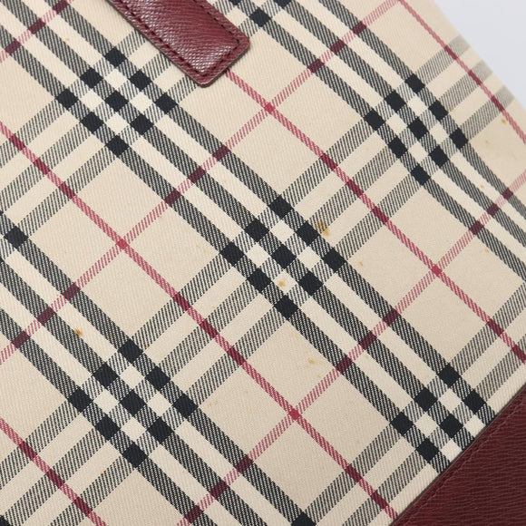 BURBERRY Nova Check Tote Bag Canvas Beige Gold Auth 199220