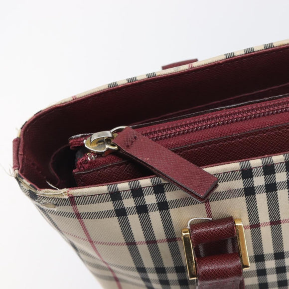 BURBERRY Nova Check Tote Bag Canvas Beige Gold Auth 199220