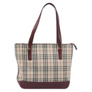 BURBERRY Nova Check Tote Bag Canvas Beige Gold Auth 199220-2