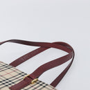 BURBERRY Nova Check Tote Bag Canvas Beige Gold Auth 199220-8
