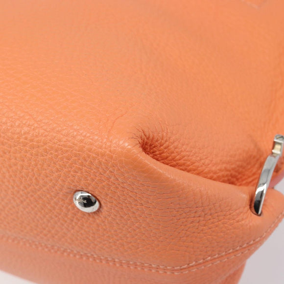 Salvatore Ferragamo Sofia Gancini Bag Leather 2way Orange Silver Auth 199221V