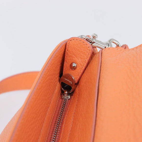 Salvatore Ferragamo Sofia Gancini Bag Leather 2way Orange Silver Auth 199221V