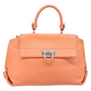 Salvatore Ferragamo Sofia Gancini Bag Leather 2way Orange Silver Auth 199221V-2