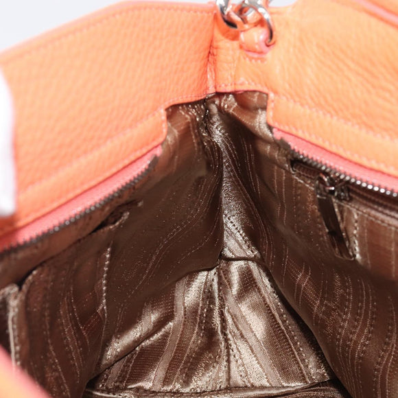 Salvatore Ferragamo Sofia Gancini Bag Leather 2way Orange Silver Auth 199221V