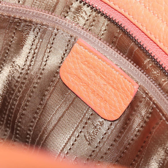 Salvatore Ferragamo Sofia Gancini Bag Leather 2way Orange Silver Auth 199221V
