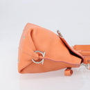 Salvatore Ferragamo Sofia Gancini Bag Leather 2way Orange Silver Auth 199221V-4
