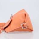 Salvatore Ferragamo Sofia Gancini Bag Leather 2way Orange Silver Auth 199221V-5