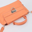 Salvatore Ferragamo Sofia Gancini Bag Leather 2way Orange Silver Auth 199221V-6