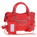 BALENCIAGA Metallic Edge Mini City Bag Leather 2way Red 390160 Auth 199223M-1