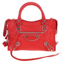 BALENCIAGA Metallic Edge Mini City Bag Leather 2way Red 390160 Auth 199223M-2