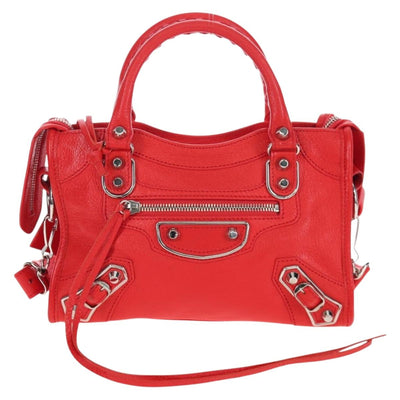 BALENCIAGA Metallic Edge Mini City Bag Leather 2way Red 390160 Auth 199223M - 0