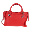 BALENCIAGA Metallic Edge Mini City Bag Leather 2way Red 390160 Auth 199223M-3