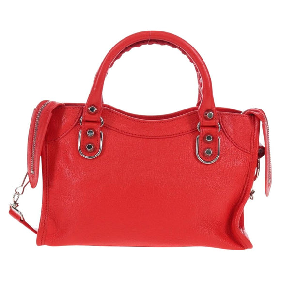 BALENCIAGA Metallic Edge Mini City Bag Leather 2way Red 390160 Auth 199223M