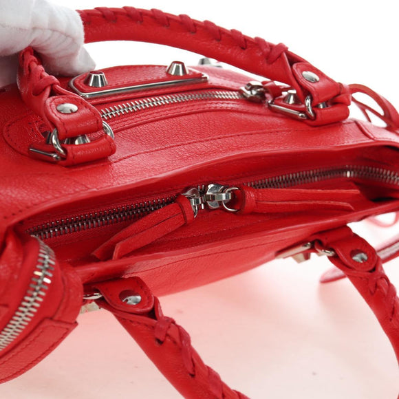 BALENCIAGA Metallic Edge Mini City Bag Leather 2way Red 390160 Auth 199223M
