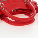 BALENCIAGA Metallic Edge Mini City Bag Leather 2way Red 390160 Auth 199223M-7