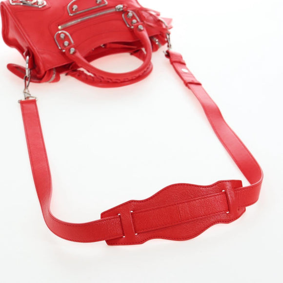 BALENCIAGA Metallic Edge Mini City Bag Leather 2way Red 390160 Auth 199223M