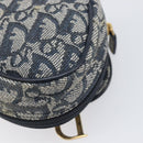 Christian Dior Trotter Canvas Saddle Pouch Navy Gold Auth 199228-10
