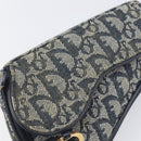 Christian Dior Trotter Canvas Saddle Pouch Navy Gold Auth 199228-12