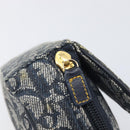Christian Dior Trotter Canvas Saddle Pouch Navy Gold Auth 199228-14