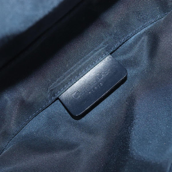Christian Dior Trotter Canvas Saddle Pouch Navy Gold Auth 199228