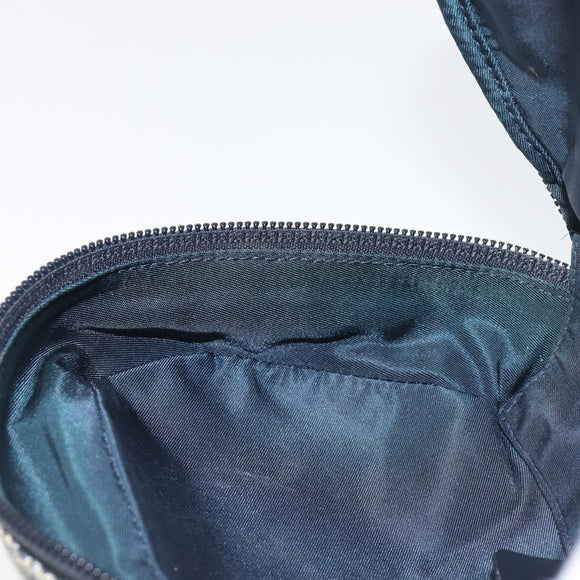 Christian Dior Trotter Canvas Saddle Pouch Navy Gold Auth 199228