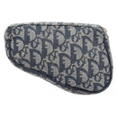Christian Dior Trotter Canvas Saddle Pouch Navy Gold Auth 199228-3