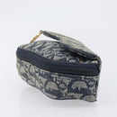 Christian Dior Trotter Canvas Saddle Pouch Navy Gold Auth 199228-4