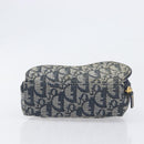 Christian Dior Trotter Canvas Saddle Pouch Navy Gold Auth 199228-6
