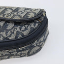 Christian Dior Trotter Canvas Saddle Pouch Navy Gold Auth 199228-8
