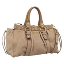 Miu Miu Hand Bag Leather 2way Beige Gold Tone Auth 199333A-1