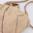 Miu Miu Hand Bag Leather 2way Beige Gold Tone Auth 199333A-9