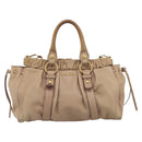 Miu Miu Hand Bag Leather 2way Beige Gold Tone Auth 199333A-13