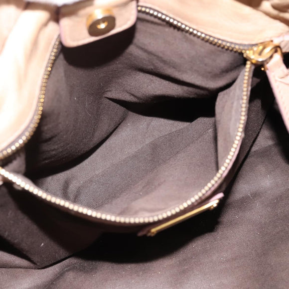 Miu Miu Hand Bag Leather 2way Beige Gold Tone Auth 199333A