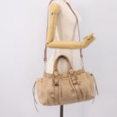 Miu Miu Hand Bag Leather 2way Beige Gold Tone Auth 199333A-24