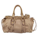 Miu Miu Hand Bag Leather 2way Beige Gold Tone Auth 199333A-2