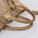 Miu Miu Hand Bag Leather 2way Beige Gold Tone Auth 199333A-7