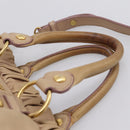 Miu Miu Hand Bag Leather 2way Beige Gold Tone Auth 199333A-14