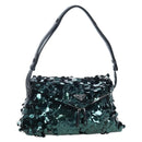 PRADA Shoulder Bag Sequin Green Silver Auth 199336SM-1