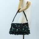 PRADA Shoulder Bag Sequin Green Silver Auth 199336SM-26