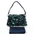 PRADA Shoulder Bag Sequin Green Silver Auth 199336SM-12