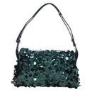 PRADA Shoulder Bag Sequin Green Silver Auth 199336SM-2