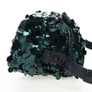 PRADA Shoulder Bag Sequin Green Silver Auth 199336SM-4