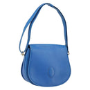 CARTIER Must Line Shoulder Bag Leather Blue Gold Tone Auth 199340-1