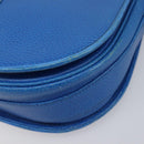 CARTIER Must Line Shoulder Bag Leather Blue Gold Tone Auth 199340-9