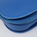 CARTIER Must Line Shoulder Bag Leather Blue Gold Tone Auth 199340-14