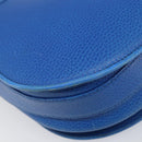 CARTIER Must Line Shoulder Bag Leather Blue Gold Tone Auth 199340-16