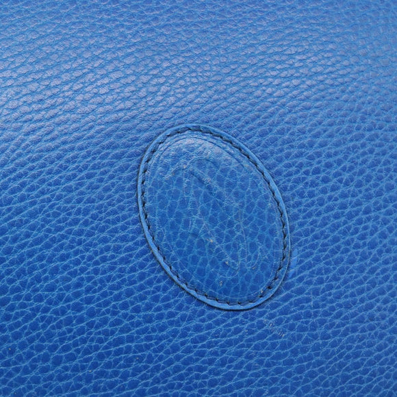 CARTIER Must Line Shoulder Bag Leather Blue Gold Tone Auth 199340