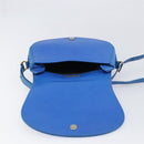 CARTIER Must Line Shoulder Bag Leather Blue Gold Tone Auth 199340-11